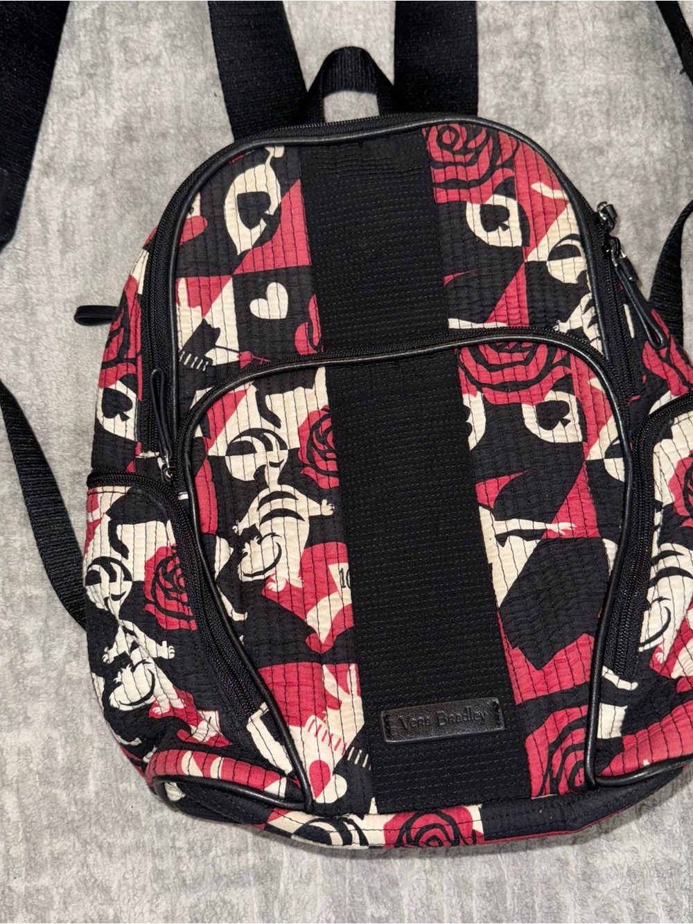 Disney Parks VERA BRADLEY Alice in Wonderland Painting Roses Red Kirby Backpack
